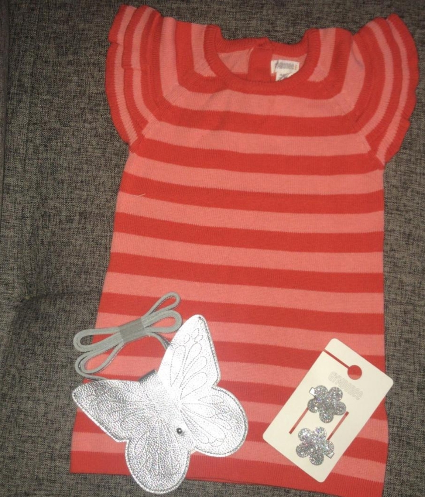Gymboree Baby/Girl Orange Stripe Dress & Accessory
